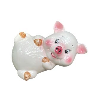 Vintage Ceramic Pig Piggy Bank Figurine